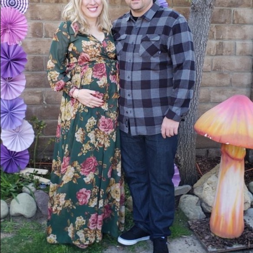 Maternity sheer floral dress